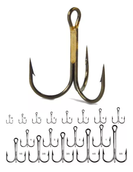 VMC 9649 bronze round treble hook - VMC