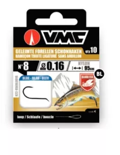 Hameçons montés truite bleu renversé sans ardillon VMC