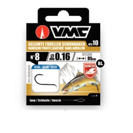 Hameçons montés truite bleu renversé sans ardillon VMC