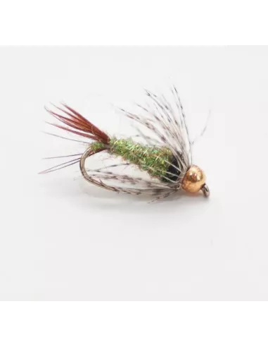 Nymph Tungsten Bead Crystal Soft Hackle Olive cs33 - Carnassiers-Shop