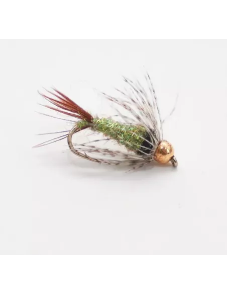 Ninfa con Testa in Tungsteno Cristallo Soft Hackle Olive cs33 - Carnassiers-Shop