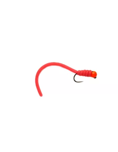 Nymph Tungsten Orange Head Red Worm cs46 - Carnassiers-Shop