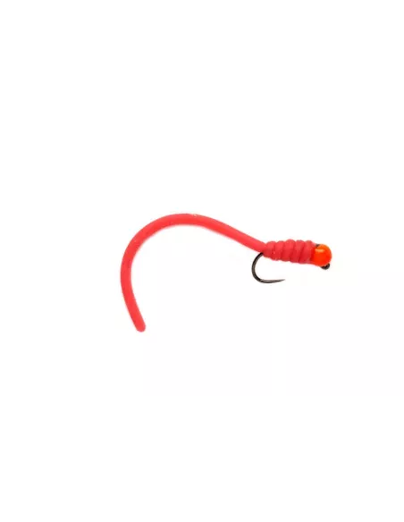 Nymph Tungsten Orange Head Red Worm cs46 - Carnassiers-Shop