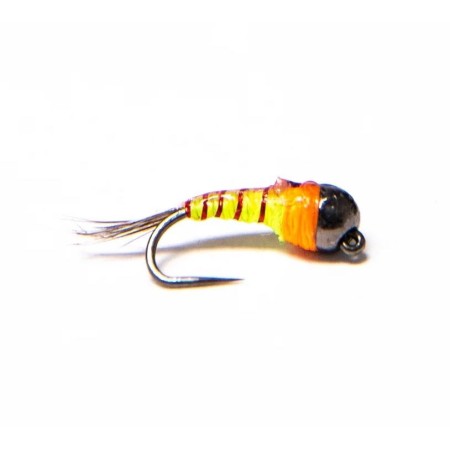Nymphe Tungsten black yellow orange perdigon cs93