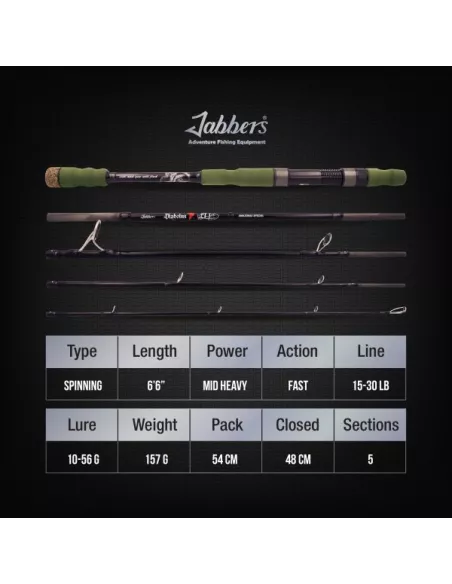 Canna da spinning da viaggio Diabolus 10-56gr 1m98 Jabbers - Jabbers