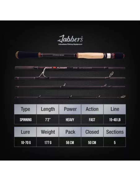 Canne da spinning Voyage Beast Flogger 10-70gr 2m18 Jabbers - Jabbers