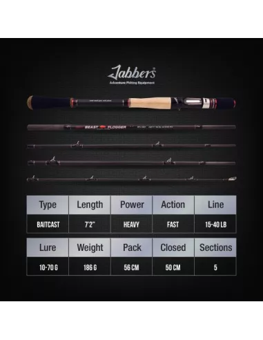 canna da casting da viaggio Beast Flogger 10-70gr 2m18 Jabbers - Jabbers