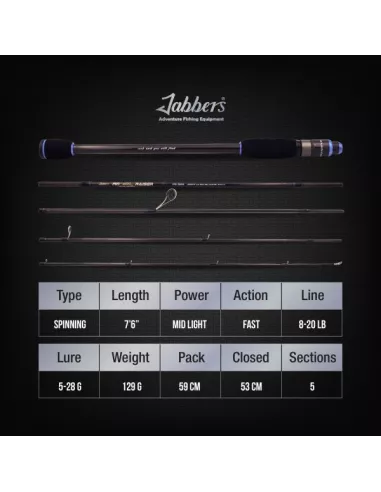 Canne spinning voyage Fine raiser 5-28gr 2m29 Jabbers - Jabbers