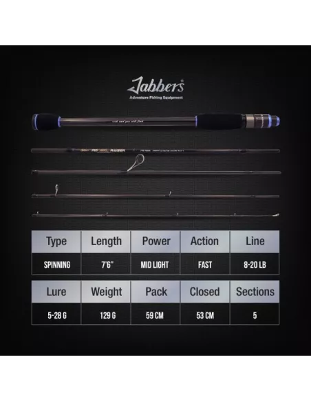 Fine raiser travel spinning rod 5-28g 2.29m Jabbers - Jabbers